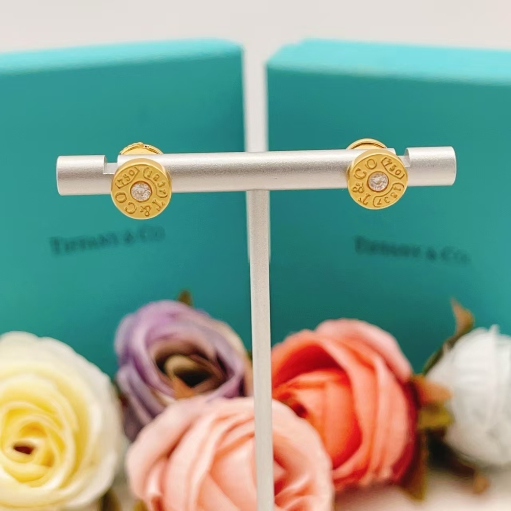 Tiffany & Co. Gold-Detailed Diamond Letter Stud Earrings